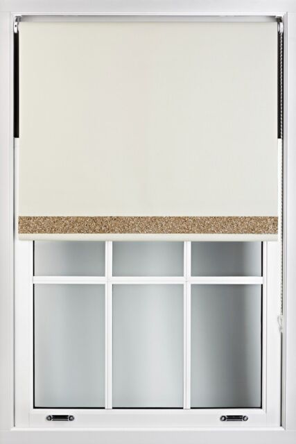Furnished Cream Blackout Fabric with Gold Glitter Accent - Trimmable Roller Blind - Size: 145 cm width x 165 cm drop - image 1