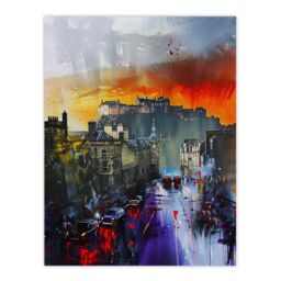 "Artery8 Edinburgh Castle Abstract Cityscape Painting Wall Art Print - Size: W24"" x H32""" - thumbnail 1