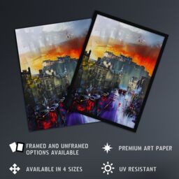 "Artery8 Edinburgh Castle Abstract Cityscape Painting Wall Art Print - Size: W24"" x H32""" - thumbnail 2
