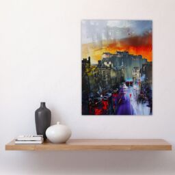 "Artery8 Edinburgh Castle Abstract Cityscape Painting Wall Art Print - Size: W24"" x H32""" - thumbnail 4