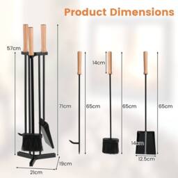 Gymax 4 PCS Fireplace Tools Set Heavy-Duty Metal Fireside Kit Set With Poker in Black - thumbnail 2