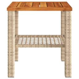 Berkfield Home Garden Table Beige 40x40x42 cm Poly Rattan Acacia Wood - Size: 40 x 40 x 42 cm - thumbnail 4