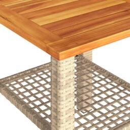 Berkfield Home Garden Table Beige 40x40x42 cm Poly Rattan Acacia Wood - Size: 40 x 40 x 42 cm - thumbnail 8