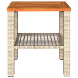 Berkfield Home Garden Table Beige 40x40x42 cm Poly Rattan Acacia Wood - Size: 40 x 40 x 42 cm - thumbnail 5