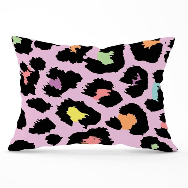 Warren Reed - Designer Pink Leopard Print Cushions - Size: 45 cm x 45 cm - image 1