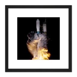 Artery8 NASA Kepler Telescope Delta Rocket Launch 8X8 Inch Square Wooden Framed Wall Art Print Picture with Mount in Black - thumbnail 1