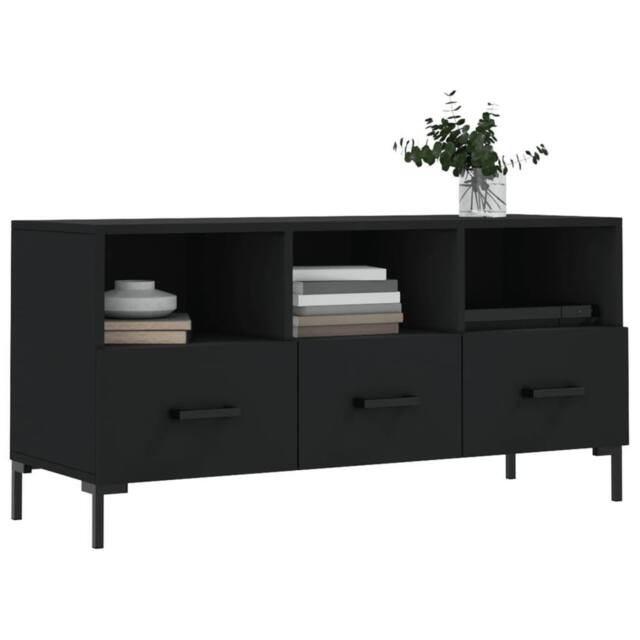 Berkfield Home TV Cabinet Black 102x36x50 cm Engineered Wood - Size: 102 x 36 x 50 cm - image 1