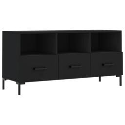 Berkfield Home TV Cabinet Black 102x36x50 cm Engineered Wood - Size: 102 x 36 x 50 cm - thumbnail 3