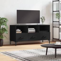 Berkfield Home TV Cabinet Black 102x36x50 cm Engineered Wood - Size: 102 x 36 x 50 cm - thumbnail 2