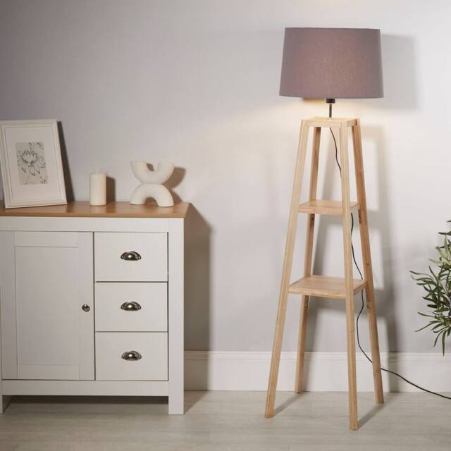 Lighting Collection Multi‑Functional Shelf Floor Lamp in Natural - image 1