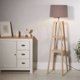 Lighting Collection Multi‑Functional Shelf Floor Lamp in Natural
