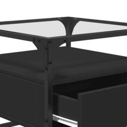 Berkfield Home Coffee Table with Glass Top Black 50x50x45 cm Steel - Size: 50 x 50 x 45 cm - thumbnail 8
