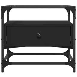 Berkfield Home Coffee Table with Glass Top Black 50x50x45 cm Steel - Size: 50 x 50 x 45 cm - thumbnail 4