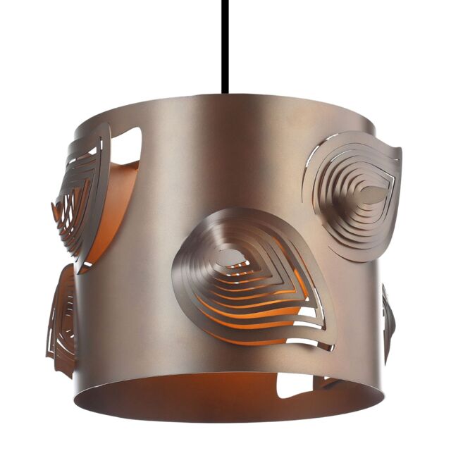 Happy Homewares Modern Solid Metal Easy Fit Pendant Shade with Laser Cut Leaves in Bronze - image 1