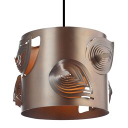 Happy Homewares Modern Solid Metal Easy Fit Pendant Shade with Laser Cut Leaves in Bronze - thumbnail 1