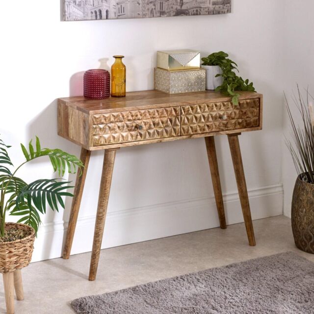 IH Design Ryleylight Light Mango Wood Console Table with 2 Drawers in Natural - image 1