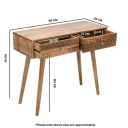 IH Design Ryleylight Light Mango Wood Console Table with 2 Drawers in Natural - thumbnail 6