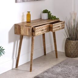 IH Design Ryleylight Light Mango Wood Console Table with 2 Drawers in Natural - thumbnail 3