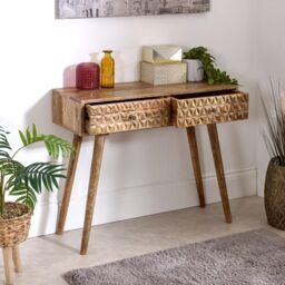 IH Design Ryleylight Light Mango Wood Console Table with 2 Drawers in Natural - thumbnail 2