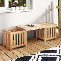 Costway 2-in-1 Wooden Garden Planter & Bench Outdoor Planter Box Bench Seat in Natural - thumbnail 5