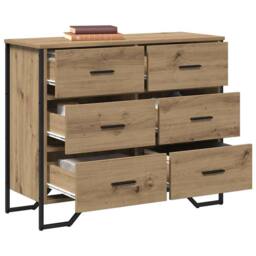 Berkfield Home Practical Chest of Drawers Artisan Oak 91x35.5x74.5 cm Engineered Wood in Brown