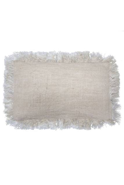 KDMD Linen Cushion Cover 30x50cm with Fringe -Soft, Durable & Stylish Decor in Cream - Size: 30x50 cm - image 1