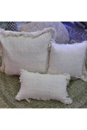 KDMD Linen Cushion Cover 30x50cm with Fringe -Soft, Durable & Stylish Decor in Cream - Size: 30x50 cm - thumbnail 3