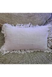KDMD Linen Cushion Cover 30x50cm with Fringe -Soft, Durable & Stylish Decor in Cream - Size: 30x50 cm - thumbnail 2
