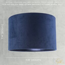 Happy Homewares Contemporary Thin Lined Soft Velvet Fabric Round Lamp Shade in Midnight - Size: 12 inches - thumbnail 7