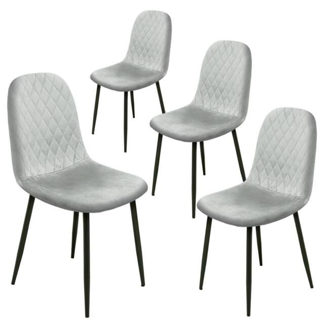 Alivio Ergonomic Velvet Dining Chairs for Indoor Outdoor (Pack of 4) in Grey - image 1