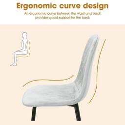 Alivio Ergonomic Velvet Dining Chairs for Indoor Outdoor (Pack of 4) in Grey - thumbnail 4