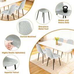 Alivio Ergonomic Velvet Dining Chairs for Indoor Outdoor (Pack of 4) in Grey - thumbnail 2