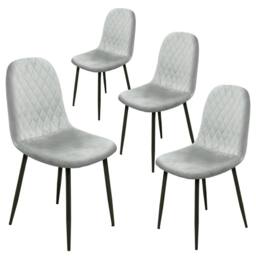 Alivio Ergonomic Velvet Dining Chairs for Indoor Outdoor (Pack of 4) in Grey