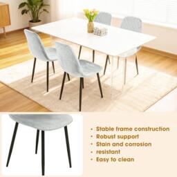 Alivio Ergonomic Velvet Dining Chairs for Indoor Outdoor (Pack of 4) in Grey - thumbnail 7