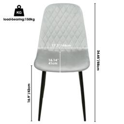 Alivio Ergonomic Velvet Dining Chairs for Indoor Outdoor (Pack of 4) in Grey - thumbnail 6