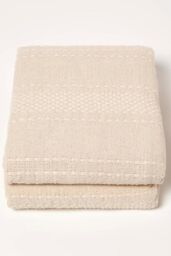 Homescapes Kashi Cotton Throw with Tassels in Natural - Size: 225 cm x 255 cm - thumbnail 2