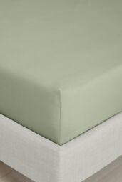 Bianca 200 Thread Count Cotton Percale 32cm Depth Sheet in Green - Size: King Fitted - thumbnail 1