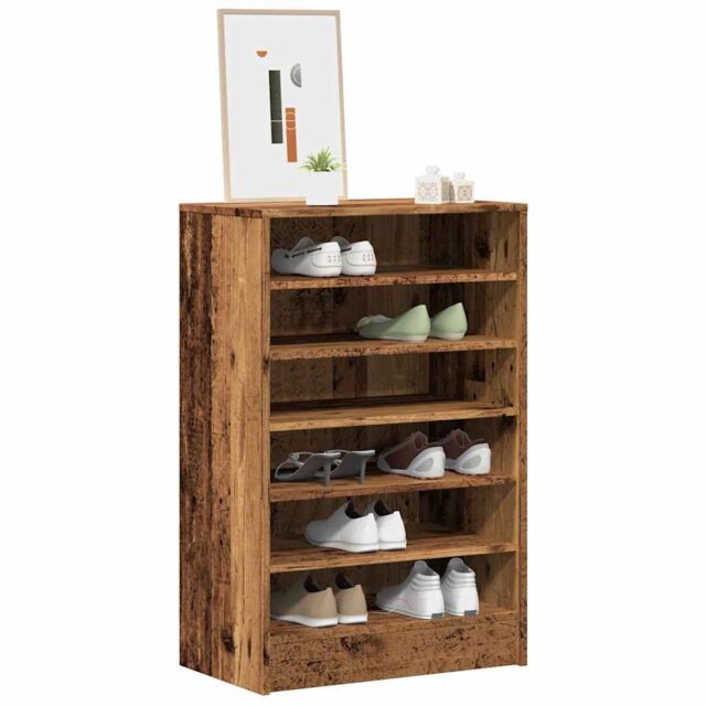 Berkfield Home Shoe Cabinet Old Wood 60x35x92 cm Engineered Wood in Brown - Size: 60 x 35 x 92 cm - image 1