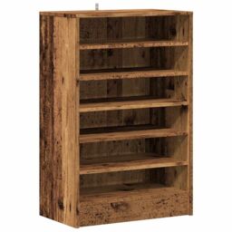Berkfield Home Shoe Cabinet Old Wood 60x35x92 cm Engineered Wood in Brown - Size: 60 x 35 x 92 cm - thumbnail 2