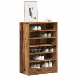 Berkfield Home Shoe Cabinet Old Wood 60x35x92 cm Engineered Wood in Brown - Size: 60 x 35 x 92 cm - thumbnail 1