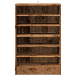Berkfield Home Shoe Cabinet Old Wood 60x35x92 cm Engineered Wood in Brown - Size: 60 x 35 x 92 cm - thumbnail 4
