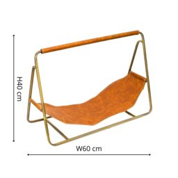 Ivyline Contemporary Antique Brass with Hanging Leather Log Holder in Metallics - thumbnail 4