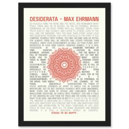 Artery8 Desiderata Mandala Max Ehrmann Typography Inspiration A4 Artwork Framed Wall Art Print in Black - thumbnail 1