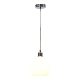 First Choice Lighting Betchley - White Ribbed Glass Globe with Chrome Pendant Fitting - thumbnail 2
