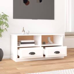 Berkfield Home TV Cabinet White 93x35.5x45 cm Engineered Wood - thumbnail 1