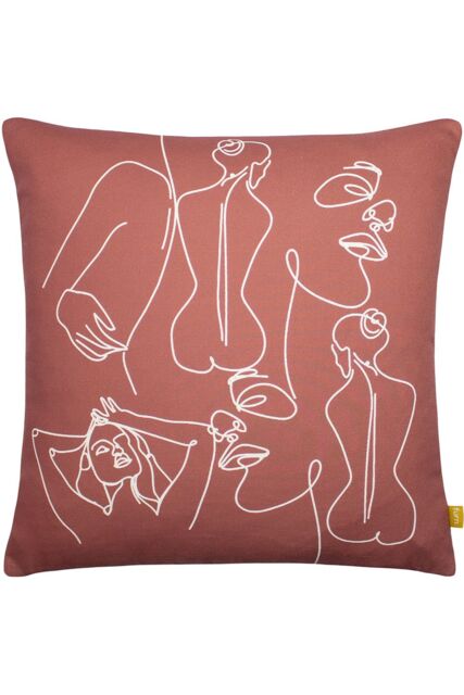 Furn Body Art Abstract Line Cushion in Red - Size: 43 cm x 43 cm - image 1