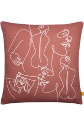 Furn Body Art Abstract Line Cushion in Red - Size: 43 cm x 43 cm - thumbnail 1