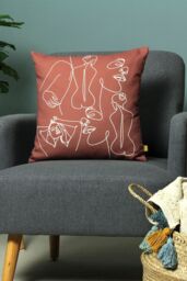 Furn Body Art Abstract Line Cushion in Red - Size: 43 cm x 43 cm - thumbnail 4