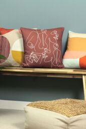 Furn Body Art Abstract Line Cushion in Red - Size: 43 cm x 43 cm - thumbnail 5