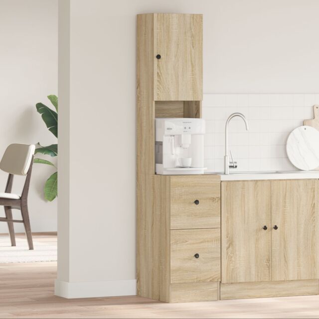 Berkfield Home Kitchen Cabinet Sonoma Oak 35x50x180 cm Engineered Wood in Beige - Size: 35 x 50 x 180 cm - image 1